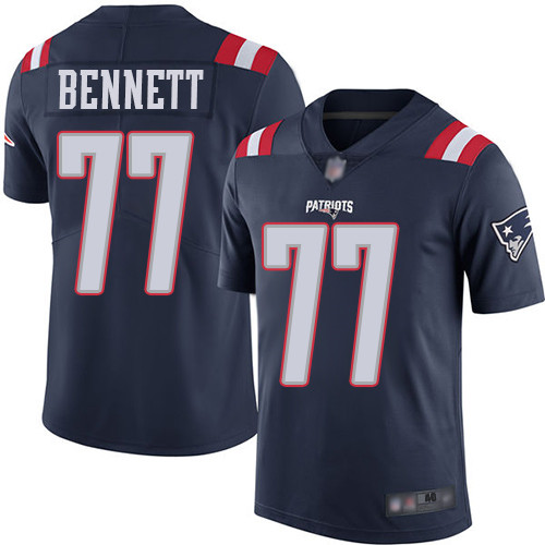 New England Patriots Football #77 Rush Vapor Limited Navy Blue Men Michael Bennett NFL Jersey->new england patriots->NFL Jersey